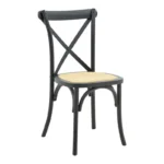 Καρέκλα Dylon στοιβαζόμενη μαύρο ξύλο οξιάς-έδρα φυσικό rattan 48x52x89εκ - Image 6