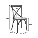 Καρέκλα Dylon στοιβαζόμενη μαύρο ξύλο οξιάς-έδρα φυσικό rattan 48x52x89εκ - Image 2