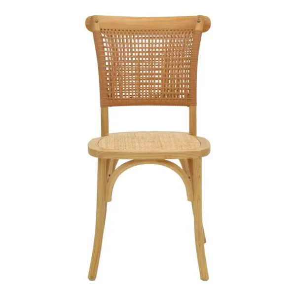 Καρέκλα Karley  φυσικό ξύλο οξιάς-έδρα φυσικό rattan 48x52x89εκ