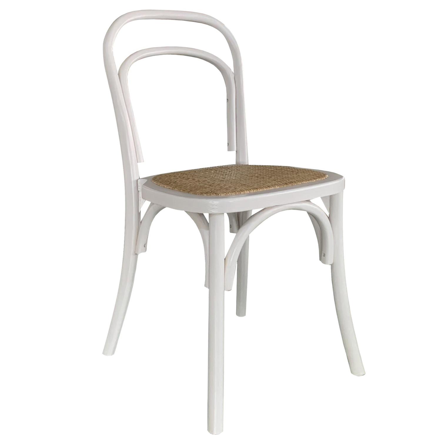 LETO-WHITE.jpg Καρέκλα LETO Λευκό Ξύλο/Rattan 45x45x89cm - Image 1