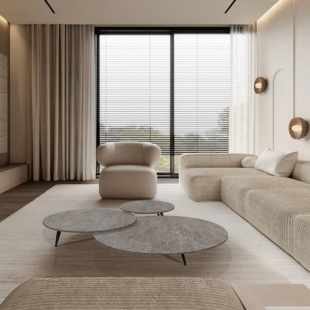 TRIOWOOD 540 ΤΡΑΠΕΖΙ ΣΑΛΟΝΙΟΥ TRIOWOOD Spitimade® ΜΕΛΑΜΙΝΗ ΜΕ ΕΠΕΝΔΥΣΗ ΤΥΠΟΥ ΓΡΑΝΙΤΗ - Image 1