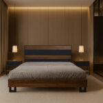 ΚΡΕΒΑΤΙ ΔΙΠΛΟ WOODY Spitimade® ΞΥΛΙΝΟ ΜΕ ΥΦΑΣΜΑ ΣΕ ΜΠΛΕ ΡΑΦ ΑΠΟΧΡΩΣΗ