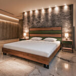 ΚΡΕΒΑΤΙ ΔΙΠΛΟ WOODY Spitimade® ΞΥΛΙΝΟ ΜΕ ΥΦΑΣΜΑ ΣΕ ΠΡΑΣΙΝΗ ΑΠΟΧΡΩΣΗ