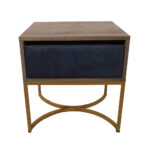 Κομοδίνο Komo-Arco Mε Υφασμάτινη Λεπτομέρεια & Χρυσή Μεταλλική Βάση - Image 2