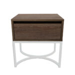 Κομοδίνο Komo-Arco Mε Ξύλινη Όψη και Λευκή Μεταλλική Βάση