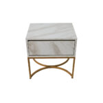 Κομοδίνο Komo-Arco Mε Όψη Μάρμαρου & Χρυσή Μεταλλική Βάση - Image 2