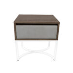 Κομοδίνο Komo-Arco Mε Υφασμάτινη Λεπτομέρεια & Λευκή Μεταλλική Βάση - Image 2