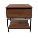 Κομοδίνο Komo-Woodtex Mε Ξύλινη Όψη και Μαύρη Μεταλλική Βάση - Image 2