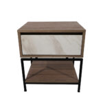 Κομοδίνο Komo-Woodtex με Υφασμάτινο Συρτάρι & Μαύρη Μεταλλική Βάση - Image 2