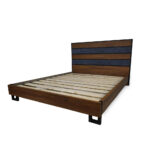 ΚΡΕΒΑΤΙ ΔΙΠΛΟ WOODY Spitimade® ΞΥΛΙΝΟ ΜΕ ΥΦΑΣΜΑ ΣΕ ΜΠΛΕ ΡΑΦ ΑΠΟΧΡΩΣΗ - Image 2