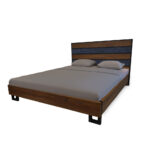 ΚΡΕΒΑΤΙ ΔΙΠΛΟ WOODY Spitimade® ΞΥΛΙΝΟ ΜΕ ΥΦΑΣΜΑ ΣΕ ΜΠΛΕ ΡΑΦ ΑΠΟΧΡΩΣΗ - Image 3