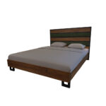 ΚΡΕΒΑΤΙ ΔΙΠΛΟ WOODY Spitimade® ΞΥΛΙΝΟ ΜΕ ΥΦΑΣΜΑ ΣΕ ΠΡΑΣΙΝΗ ΑΠΟΧΡΩΣΗ - Image 2