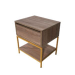 Κομοδίνο Komo-Woodtex Mε Ξύλινη Όψη και Χρυσή Μεταλλική Βάση