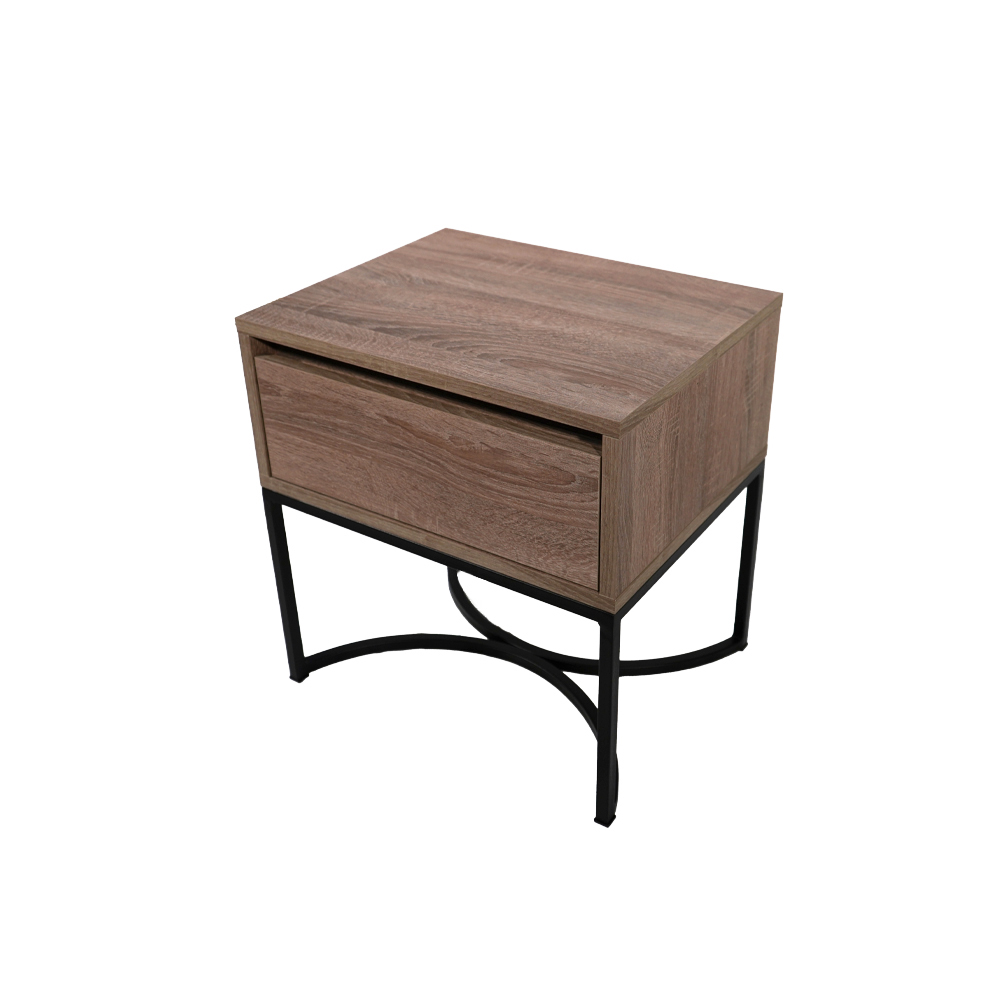 ksilino mavri Κομοδίνο Komo-Arco Mε Ξύλινη Όψη και Μαύρη Μεταλλική Βάση - Image 1