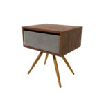 Κομοδίνο Komo-Nord Mε Υφασμάτινη Λεπτομέρεια & Χρυσή Μεταλλική Βάση