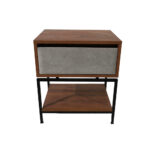 Κομοδίνο Komo-Woodtex με Υφασμάτινο Συρτάρι & Mαύρη Μεταλλική Βάση - Image 2