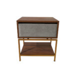 Κομοδίνο Komo-Woodtex με Υφασμάτινο Συρτάρι & Χρυσή Μεταλλική Βάση - Image 4