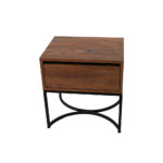 Κομοδίνο Komo-Arco Mε Ξύλινη Όψη και Μαύρη Μεταλλική Βάση