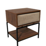 Κομοδίνο Komo-Woodtex με Υφασμάτινο Συρτάρι & Mαύρη Μεταλλική Βάση