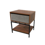 Κομοδίνο Komo-Woodtex με Υφασμάτινο Συρτάρι & Mαύρη Μεταλλική Βάση