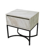 Κομοδίνο Komo-Arco Mε Όψη Μάρμαρου & Μαύρη Μεταλλική Βάση