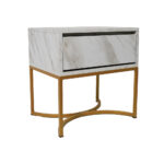 Κομοδίνο Komo-Arco Mε Όψη Μάρμαρου & Χρυσή Μεταλλική Βάση