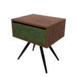 Κομοδίνο Komo-Nord Mε Υφασμάτινη Λεπτομέρεια & Μαύρη Μεταλλική Βάση