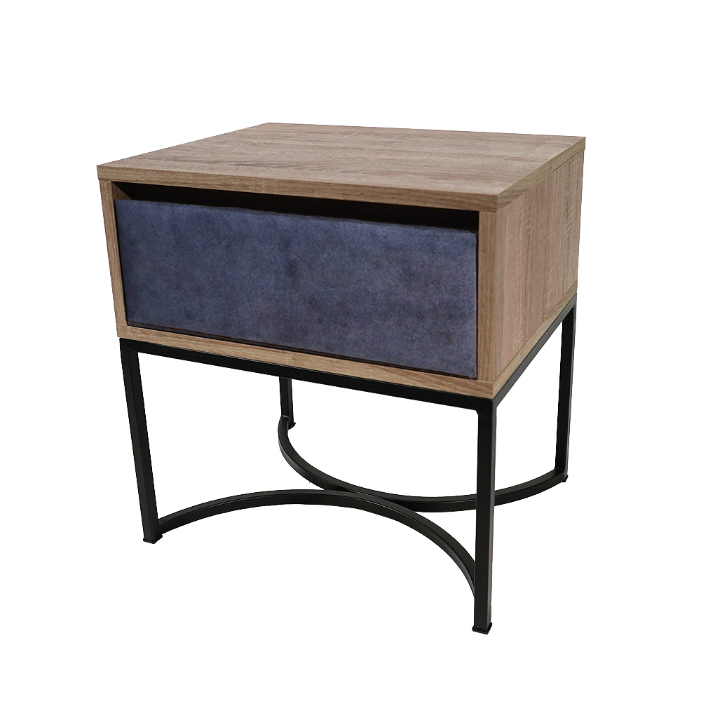 μαυρη βαση ΑΝΟΙΧΤΟ Κομοδίνο Komo-Arco Mε Υφασμάτινη Λεπτομέρεια & Μαύρη Μεταλλική Βάση - Image 1