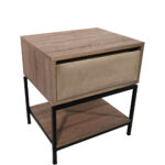 Κομοδίνο Komo-Woodtex με Υφασμάτινο Συρτάρι & Μαύρη Μεταλλική Βάση