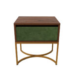 Κομοδίνο Komo-Arco Mε Υφασμάτινη Λεπτομέρεια & Χρυσή Μεταλλική Βάση - Image 3