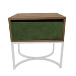 Κομοδίνο Komo-Arco Mε Υφασμάτινη Λεπτομέρεια & Λευκή Μεταλλική Βάση