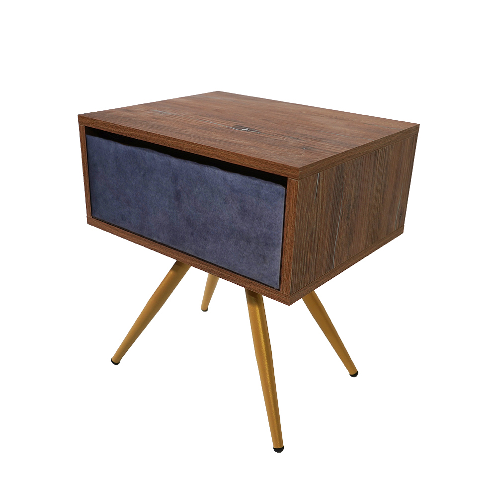 χρυσαποδια Κομοδίνο Komo-Nord Mε Υφασμάτινη Λεπτομέρεια & Χρυσή Μεταλλική Βάση - Image 1