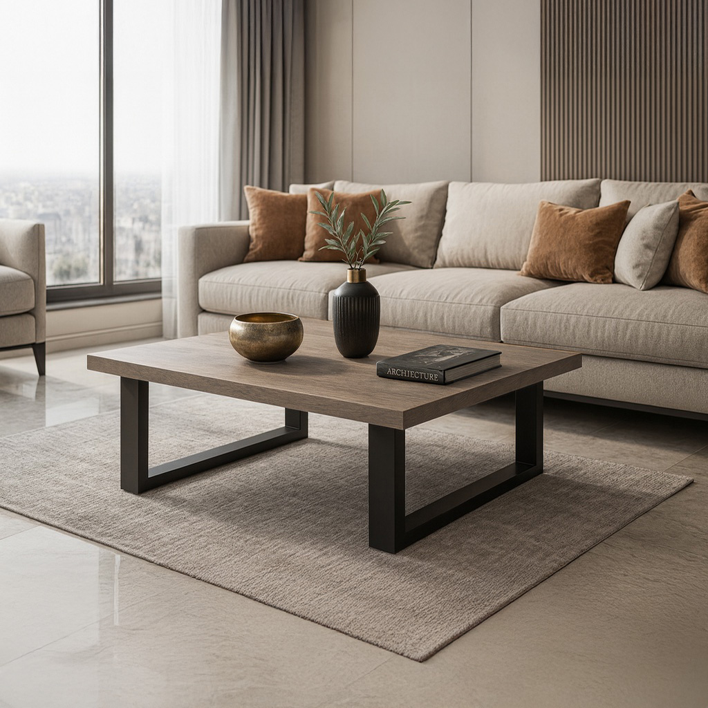 1024_5194 ΤΡΑΠΕΖΙ ΣΑΛΟΝΙΟΥ VERTO ΜΕ ΜΕΤΑΛΛΙΚΟ ΣΚΕΛΕΤΟ & ΕΠΙΦΑΝΕΙΑ ΑΠΟ ΜΕΛΑΜΙΝΗ ΣΕ ΑΠΟΧΡΩΣΗ ΑΝΟΙΧΤΟΥ ΞΥΛΟΥ - Image 1