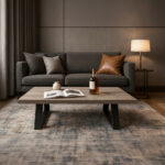 ΤΡΑΠΕΖΙ ΣΑΛΟΝΙΟΥ TRIVIO ΜΕ ΜΕΤΑΛΛΙΚΟ ΣΚΕΛΕΤΟ & ΕΠΙΦΑΝΕΙΑ ΑΠΟ ΜΕΛΑΜΙΝΗ ΣΕ ΑΠΟΧΡΩΣΗ ΑΝΟΙΧΤΟΥ ΞΥΛΟΥ