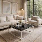 ΤΡΑΠΕΖΙ ΣΑΛΟΝΙΟΥ SIMPLY ΜΕ ΜΕΤΑΛΛΙΚΟ ΣΚΕΛΕΤΟ & ΕΠΙΦΑΝΕΙΑ ΑΠΟ ΜΕΛΑΜΙΝΗ ΣΕ ΟΨΗ ΜΑΥΡΟΥ ΜΑΡΜΑΡΟΥ