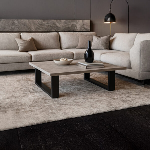 ΤΡΑΠΕΖΙ ΣΑΛΟΝΙΟΥ VERTO ΜΕ ΜΕΤΑΛΛΙΚΟ ΣΚΕΛΕΤΟ & ΕΠΙΦΑΝΕΙΑ ΑΠΟ ΜΕΛΑΜΙΝΗ ΤΥΠΟΥ ΤΣΙΜΕΝΤΟ ΑΝΟΙΧΤΟ