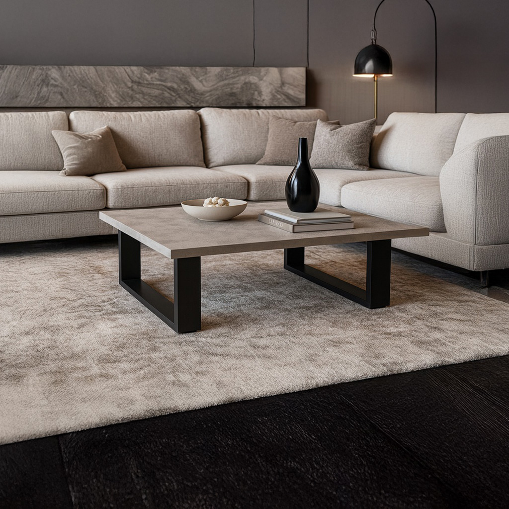 1024_K538 ΤΡΑΠΕΖΙ ΣΑΛΟΝΙΟΥ VERTO ΜΕ ΜΕΤΑΛΛΙΚΟ ΣΚΕΛΕΤΟ & ΕΠΙΦΑΝΕΙΑ ΑΠΟ ΜΕΛΑΜΙΝΗ ΤΥΠΟΥ ΤΣΙΜΕΝΤΟ ΑΝΟΙΧΤΟ - Image 1