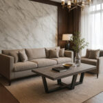 ΤΡΑΠΕΖΙ ΣΑΛΟΝΙΟΥ RIVA ΜΕ ΜΕΤΑΛΛΙΚΟ ΣΚΕΛΕΤΟ & ΕΠΙΦΑΝΕΙΑ ΑΠΟ ΜΕΛΑΜΙΝΗ ΤΥΠΟΥ ΤΣΙΜΕΝΤΟ ΣΚΟΥΡΟ