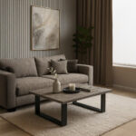 ΤΡΑΠΕΖΙ ΣΑΛΟΝΙΟΥ VERTO ΜΕ ΜΕΤΑΛΛΙΚΟ ΣΚΕΛΕΤΟ & ΕΠΙΦΑΝΕΙΑ ΑΠΟ ΜΕΛΑΜΙΝΗ ΤΥΠΟΥ ΤΣΙΜΕΝΤΟ ΣΚΟΥΡΟ