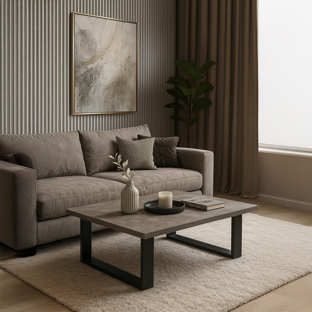 1024_K540 ΤΡΑΠΕΖΙ ΣΑΛΟΝΙΟΥ VERTO ΜΕ ΜΕΤΑΛΛΙΚΟ ΣΚΕΛΕΤΟ & ΕΠΙΦΑΝΕΙΑ ΑΠΟ ΜΕΛΑΜΙΝΗ ΤΥΠΟΥ ΤΣΙΜΕΝΤΟ ΣΚΟΥΡΟ - Image 1