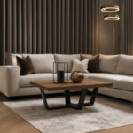 ΤΡΑΠΕΖΙ ΣΑΛΟΝΙΟΥ RIVA ΜΕ ΜΕΤΑΛΛΙΚΟ ΣΚΕΛΕΤΟ & ΕΠΙΦΑΝΕΙΑ ΑΠΟ ΜΕΛΑΜΙΝΗ ΣΕ ΚΑΡΥΔΙ ΑΠΟΧΡΩΣΗ