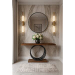 ΕΠΙΠΛΟ ΕΙΣΟΔΟΥ AMALFI ΜΕ ΜΕΤΑΛΛΙΚΗ ΒΑΣΗ & ΞΥΛΙΝΗ ΕΠΙΦΑΝΕΙΑ ΣΕ ΚΑΡΥΔΙ ΑΠΟΧΡΩΣΗ