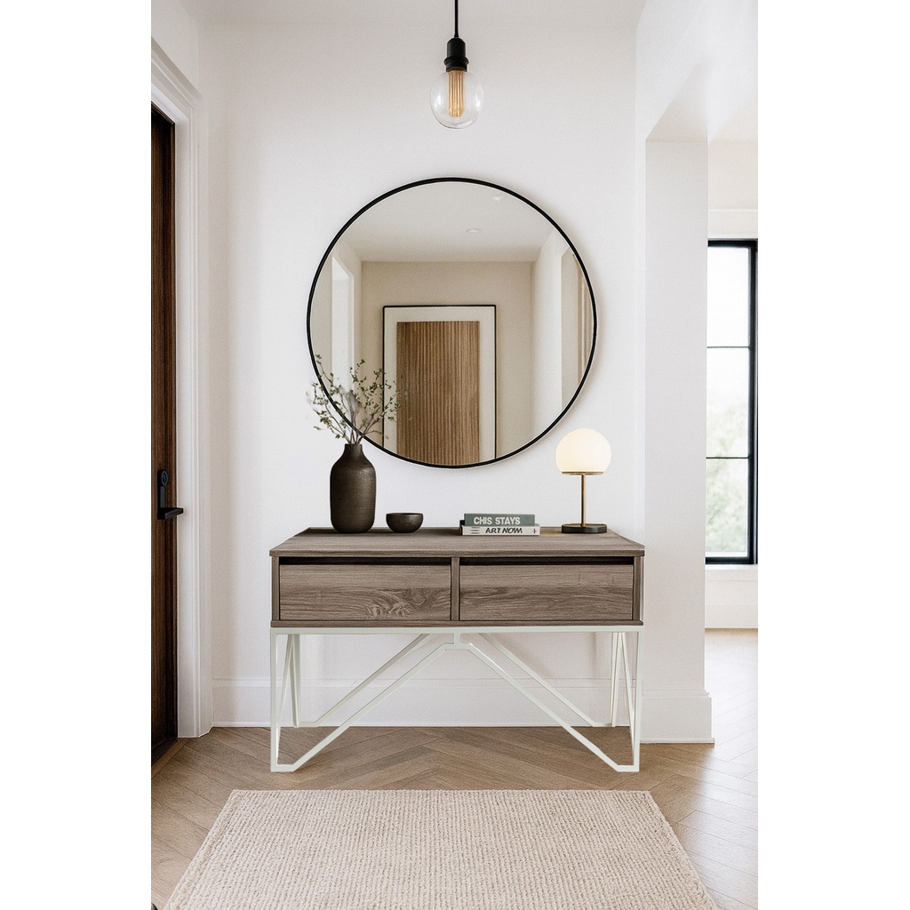 1024_Noela 5194 White ΕΠΙΠΛΟ ΕΙΣΟΔΟΥ NOELA ΜΕ ΜΕΤΑΛΛΙΚΗ ΒΑΣΗ & ΔΥΟ ΣΥΡΤΑΡΙΑ - Image 1