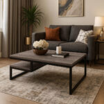 ΤΡΑΠΕΖΙ ΣΑΛΟΝΙΟΥ JANGO ΜΕ ΜΕΤΑΛΛΙΚΟ ΣΚΕΛΕΤΟ & ΕΠΙΦΑΝΕΙΑ ΑΠΟ ΜΕΛΑΜΙΝΗ ΣΕ ΑΠΟΧΡΩΣΗ ΑΝΟΙΧΤΟΥ ΞΥΛΟΥ