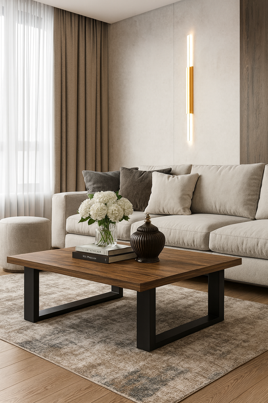 7763 ΤΡΑΠΕΖΙ ΣΑΛΟΝΙΟΥ VERTO ΜΕ ΜΕΤΑΛΛΙΚΟ ΣΚΕΛΕΤΟ & ΕΠΙΦΑΝΕΙΑ ΑΠΟ ΜΕΛΑΜΙΝΗ ΣΕ ΣΚΟΥΡΑ ΚΑΦΕ ΑΠΟΧΡΩΣΗ - Image 1