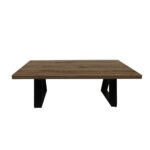 ΤΡΑΠΕΖΙ ΣΑΛΟΝΙΟΥ TRIVIO ΜΕ ΜΕΤΑΛΛΙΚΟ ΣΚΕΛΕΤΟ & ΕΠΙΦΑΝΕΙΑ ΑΠΟ ΜΕΛΑΜΙΝΗ ΣΕ ΣΚΟΥΡΗ ΚΑΦΕ ΑΠΟΧΡΩΣΗ - Image 2