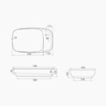 Νιπτήρας Πάγκου Πορσελάνης Cerastyle Nova 70x42cm Λευκό - Image 2