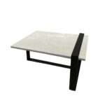 ΤΡΑΠΕΖΙ ΣΑΛΟΝΙΟΥ SKANDER ΜΕ ΜΕΤΑΛΛΙΚΟ ΣΚΕΛΕΤΟ & ΕΠΙΦΑΝΕΙΑ ΑΠΟ ΜΕΛΑΜΙΝΗ ΜΕ ΥΦΗ ΜΑΡΜΑΡΟΥ ΣΕ ΛΕΥΚΟ - Image 2