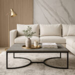 ΤΡΑΠΕΖΙ ΣΑΛΟΝΙΟΥ ATLAS ΜΕ ΜΕΤΑΛΛΙΚΟ ΣΚΕΛΕΤΟ & ΕΠΙΦΑΝΕΙΑ ΑΠΟ ΜΕΛΑΜΙΝΗ ΤΥΠΟΥ ΤΣΙΜΕΝΤΟ ΣΚΟΥΡΟ