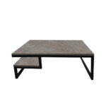 ΤΡΑΠΕΖΙ ΣΑΛΟΝΙΟΥ JANGO ΜΕ ΜΕΤΑΛΛΙΚΟ ΣΚΕΛΕΤΟ & ΕΠΙΦΑΝΕΙΑ ΑΠΟ ΜΕΛΑΜΙΝΗ ΤΥΠΟΥ ΤΣΙΜΕΝΤΟ ΣΚΟΥΡΟ - Image 2